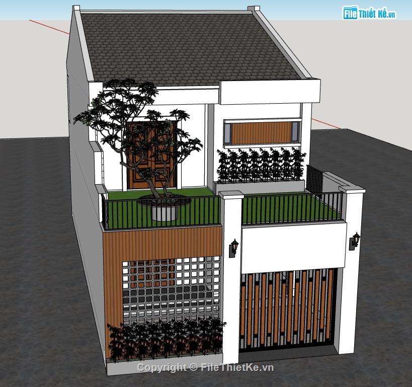 nhà phố 2 tầng file su,file su nhà phố 2 tầng,model su nhà phố 2 tầng,model sketchup nhà phố 2 tầng