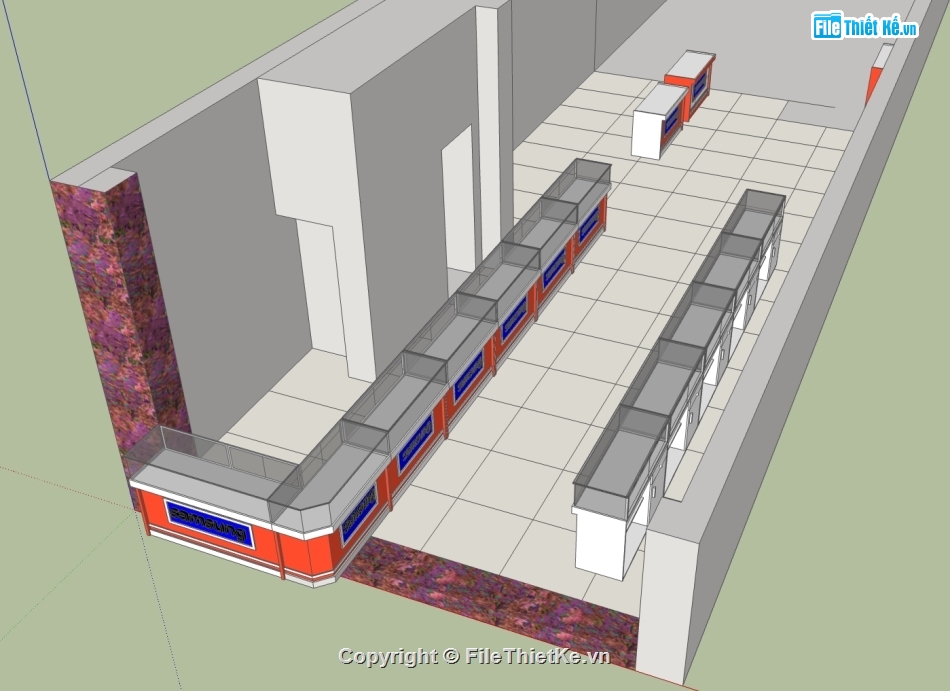 sketchup quán điện thoại,shop bán điện thoại,model sketchup tủ bán điện thoại,3d tủ bán điện thoại