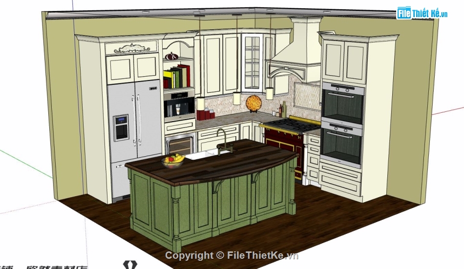 nội thất phòng bếp,sketchup nội thất phòng bếp,model phòng bếp