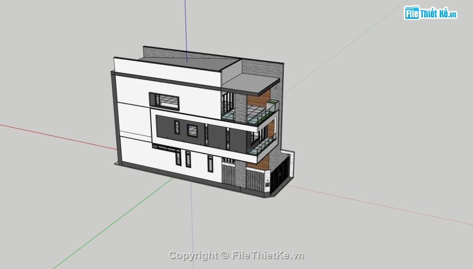 nhà phố 3 tầng,Thiết kế nhà phố,file sketchup nhà phố,mẫu nhà hiện đại