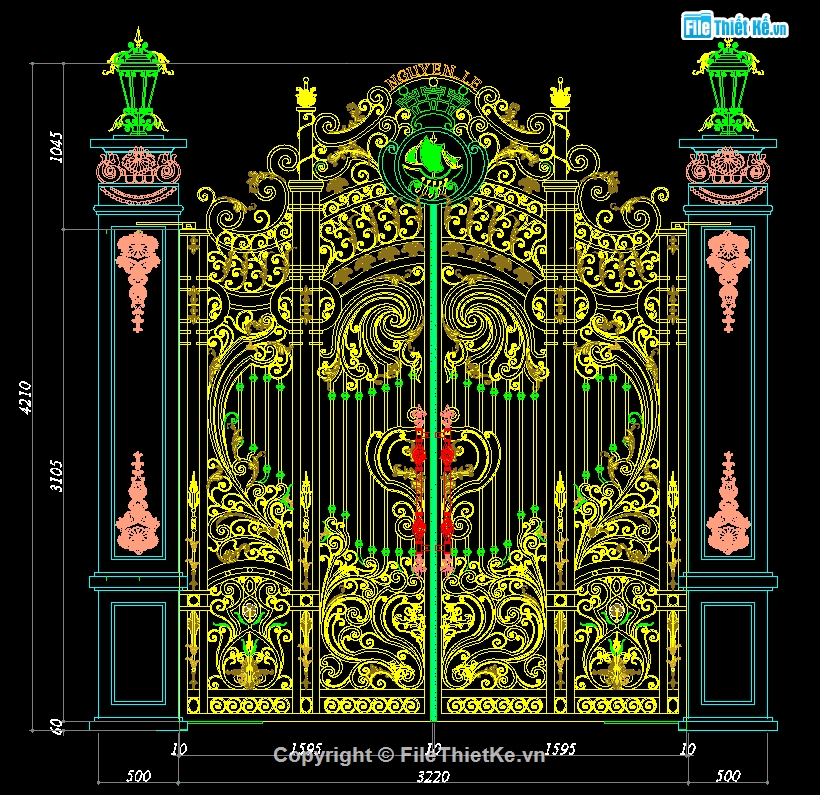 Cửa cổng biệt thự,Bản vẽ mẫu cổng biệt thự,cửa cổng hàng rào đẹp,File cad cửa cổng cnc đẹp,Autocad cửa cổng hàng rào cnc