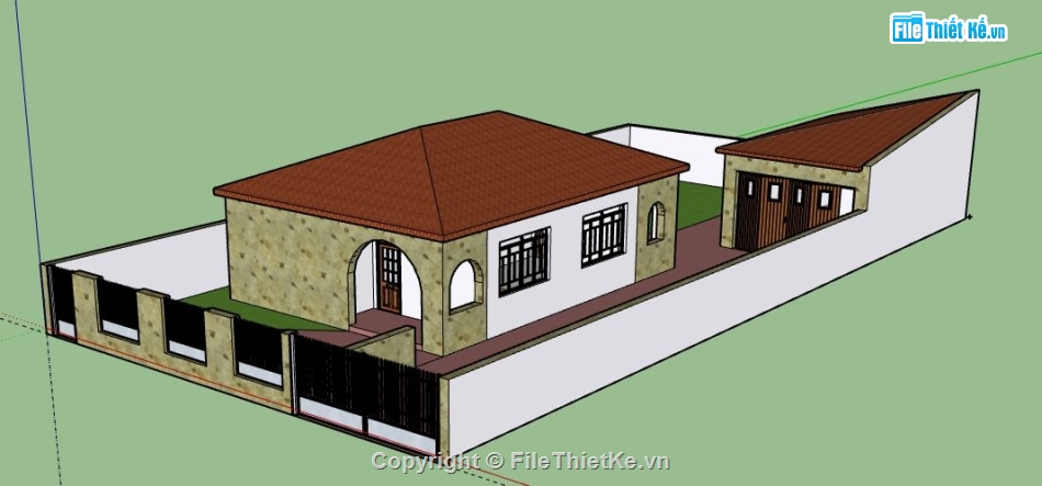 Biệt thự 1 tầng,model su biệt thự 1 tầng,biệt thự 1 tầng file su,sketchup biệt thự 1 tầng,biệt thự 1 tầng sketchup