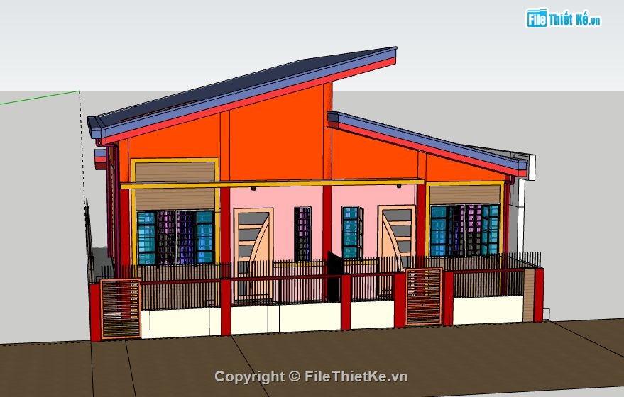 Biệt thự 1 tầng,Model su biệt thự 1 tầng,File su biệt thự 1 tầng,sketchup biệt thự 1 tầng,biệt thự 1 tầng sketchup