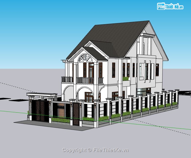 Biệt thự 2 tầng,model su biệt thự 2 tầng,biệt thự 2 tầng file su,file sketchup biệt thự 2 tầng