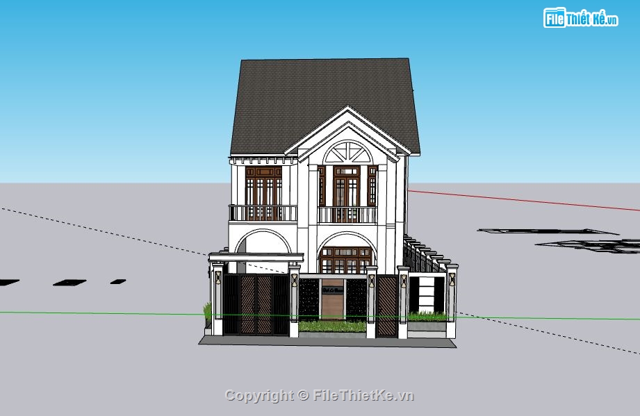 Biệt thự 2 tầng,model su biệt thự 2 tầng,biệt thự 2 tầng file su,file sketchup biệt thự 2 tầng