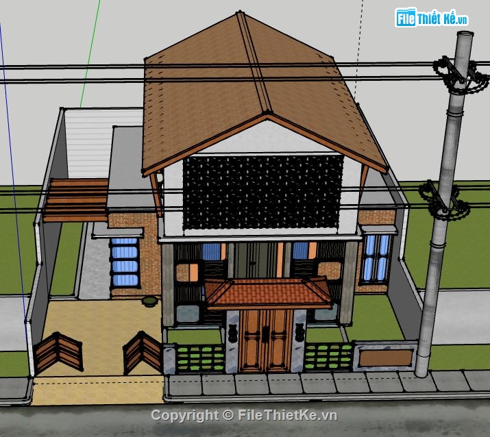 Biệt thự 2 tầng,model su biệt thự 2 tầng,biệt thự 2 tầng file sketchup,file sketchup biệt thự 2 tầng