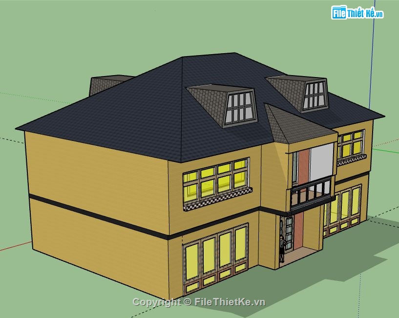 Biệt thự 2 tầng,model su biệt thự 2 tầng,biệt thự 2 tầng file su,sketchup biệt thự 2 tầng,biệt thự 2 tầng sketchup