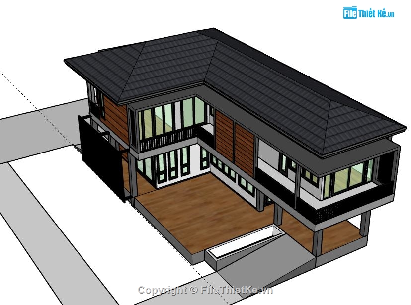 Biệt thự 2 tầng,model su biệt thự 2 tầng,file su biệt thự 2 tầng,biệt thự 2 tầng sketchup,sketchup biệt thự 2 tầng