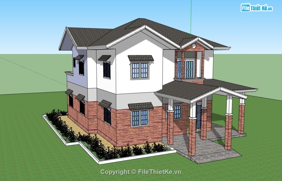 Thiết kế biệt thự,file su biệt thự,sketchup biệt thự