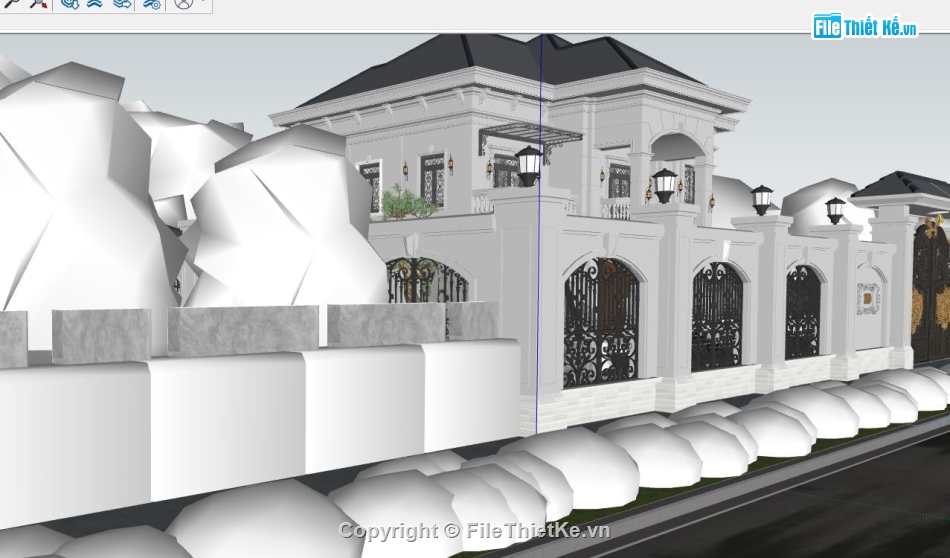 file sketchup biệt thự tân cổ điển,biệt thự sketchup,sketchup biệt thự