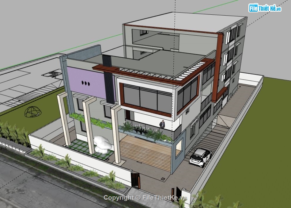 Biệt thự 3 tầng,Biệt thự 3 tầng file sketchup,file su biệt thự 3 tầng,biệt thự 3 tầng sketchup,sketchup biệt thự 3 tầng