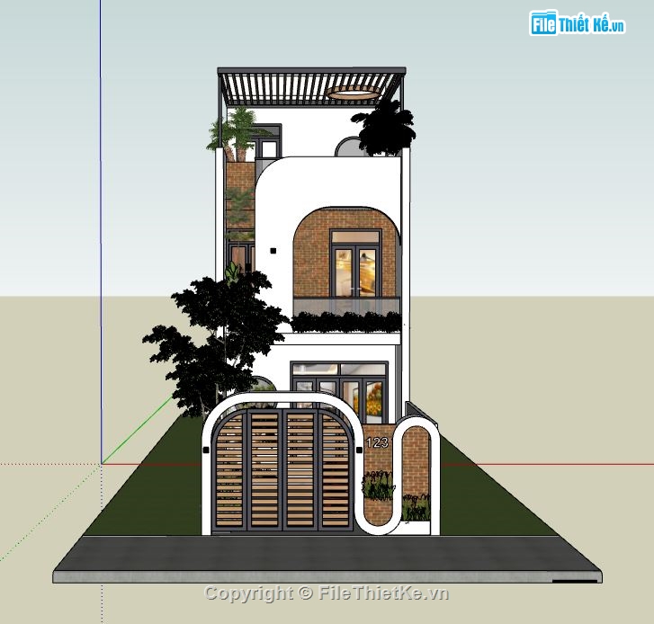 su biệt thự 3 tầng,file sketchup biệt thự 3 tầng,model su biệt thự 3 tầng