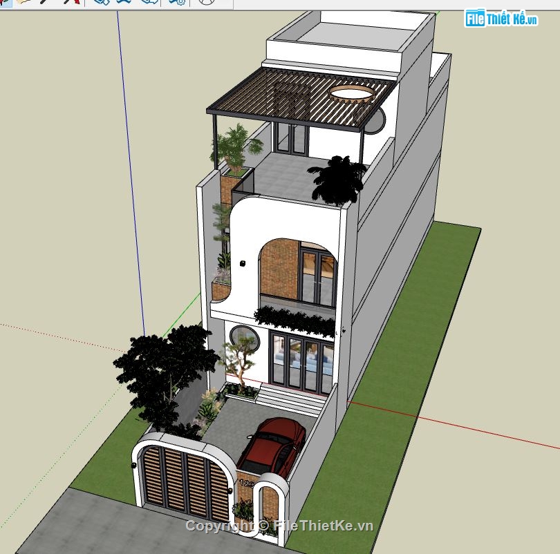 su biệt thự 3 tầng,file sketchup biệt thự 3 tầng,model su biệt thự 3 tầng