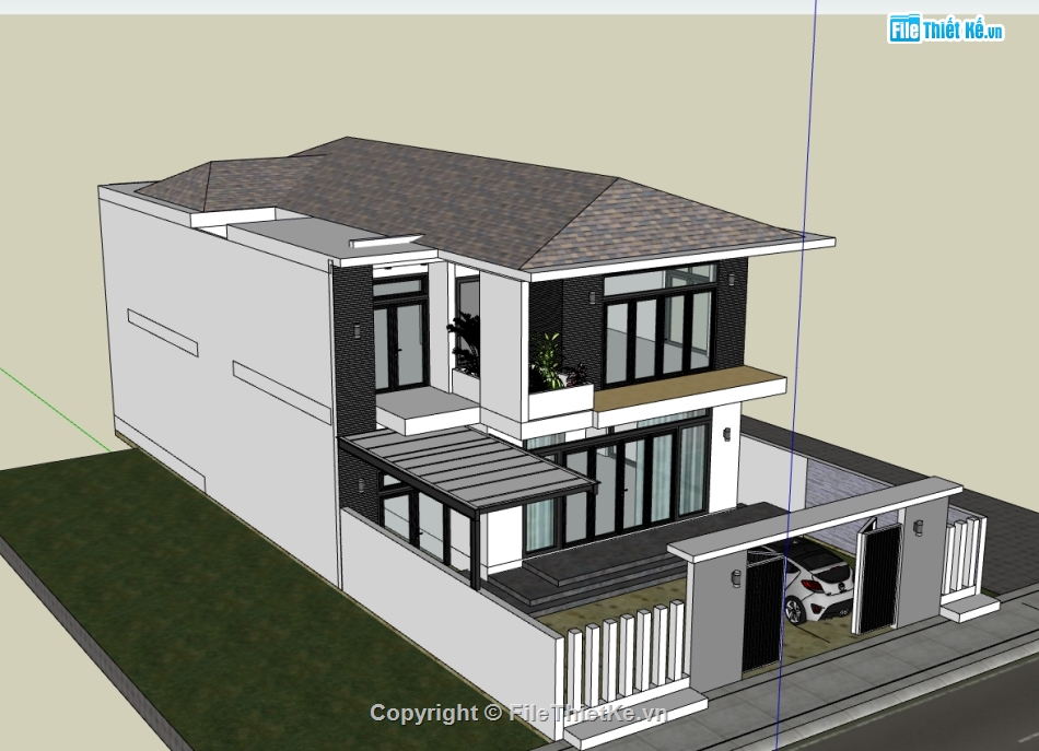 Thiết kế biệt thự,biệt thự hiện đại,biệt thự sketchup,file sketchup biệt thự 2 tầng