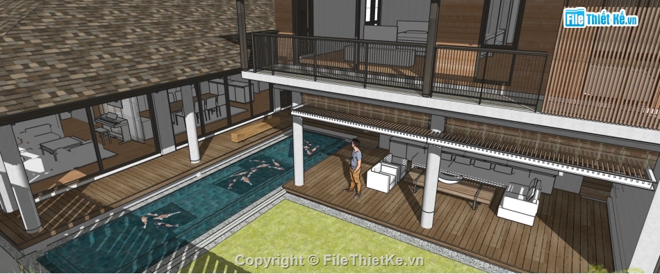 biệt thự file su,sketchup biệt thự,file su biệt thự,model su biệt thự