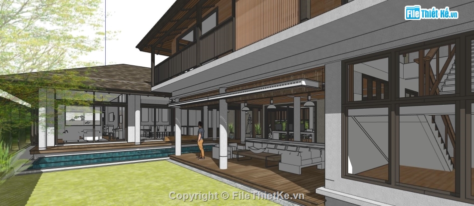 biệt thự file su,sketchup biệt thự,file su biệt thự,model su biệt thự