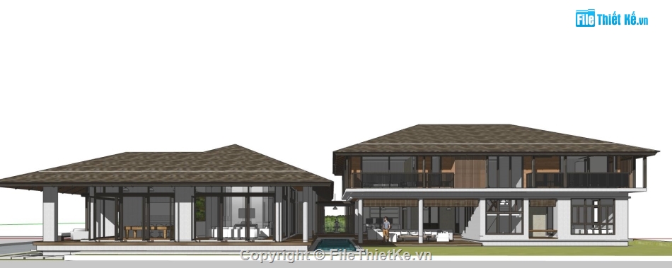 biệt thự file su,sketchup biệt thự,file su biệt thự,model su biệt thự