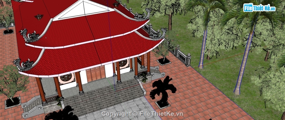 File 3d sketchup chùa,sketchup thiết kế chùa,mẫu 3d sketchup chùa