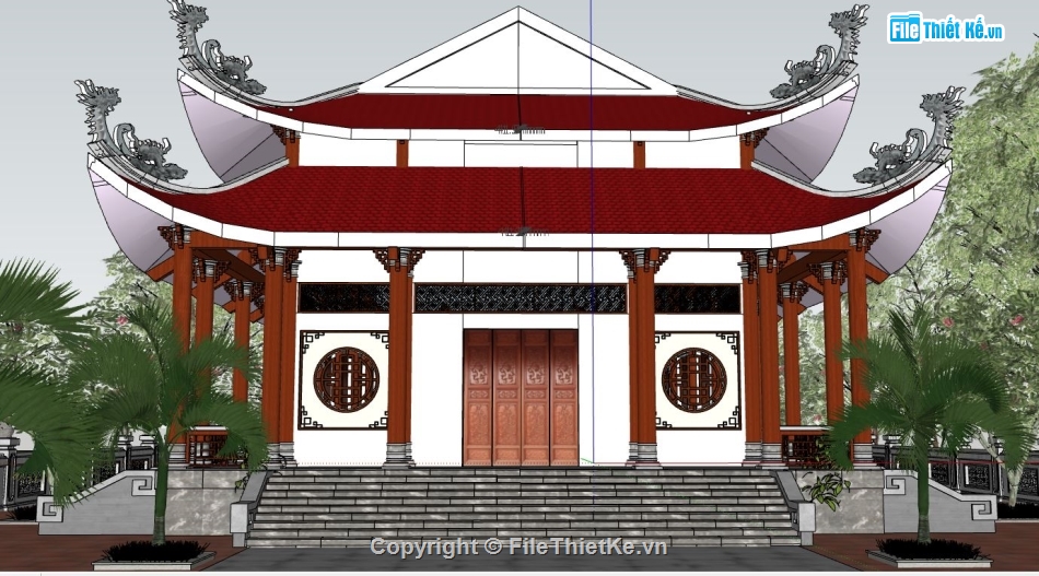 File 3d sketchup chùa,sketchup thiết kế chùa,mẫu 3d sketchup chùa