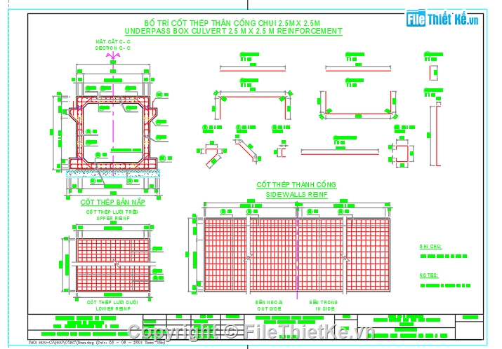 cống hộp 2.5m x2.5m,cống hộp đôi,file cad cống hộp đôi