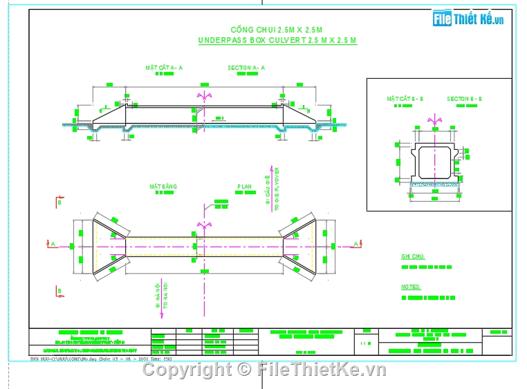 cống hộp 2.5m x2.5m,cống hộp đôi,file cad cống hộp đôi