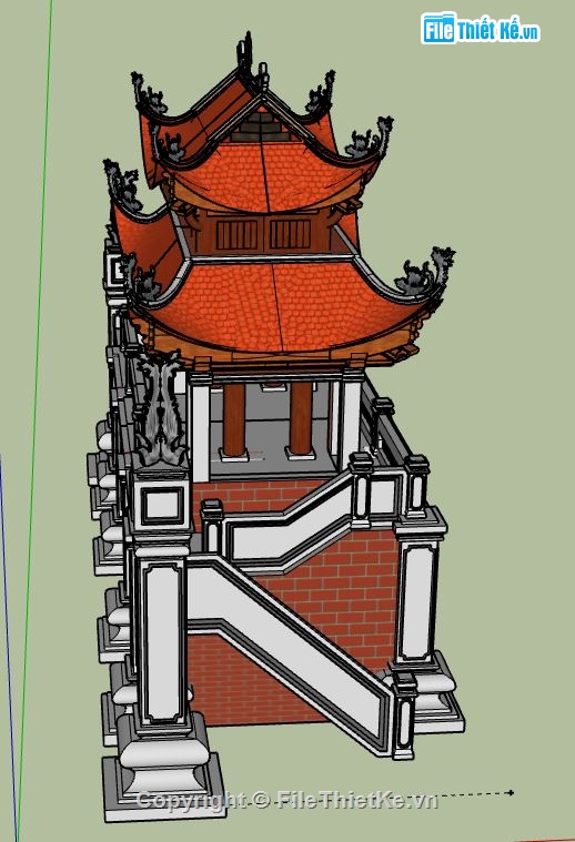 Cổng tam quan,Model su cổng tam quan,cổng tam quan file su,sketchup cổng tam quan