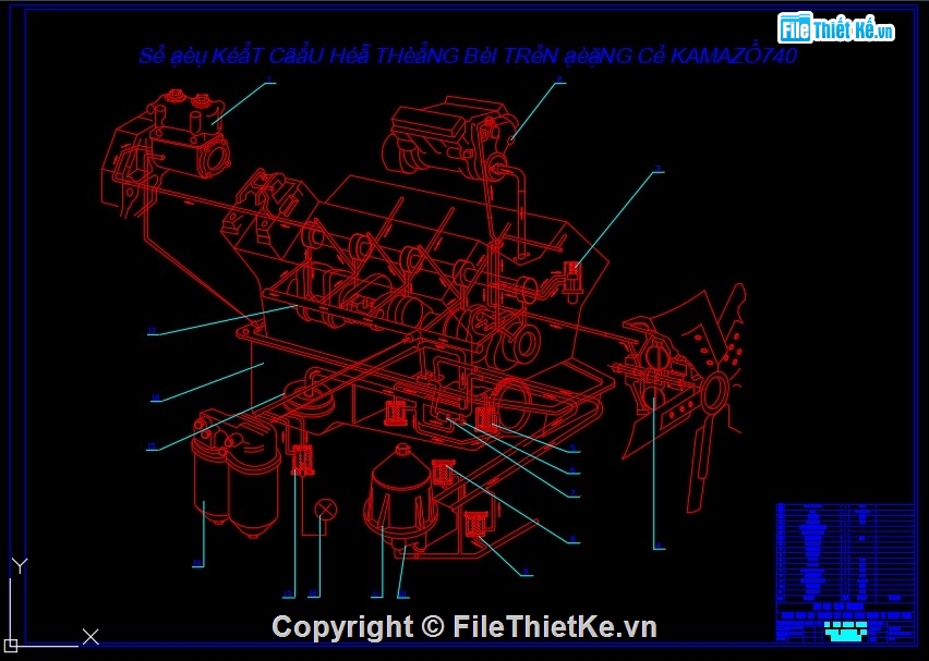 hệ thống bôi trơn,động cơ Kamaz,bản vẽ hệ thống bôi trơn