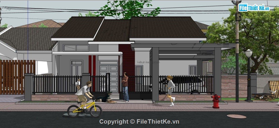 model su nhà cấp 4,mẫu nhà cấp 4 sketchup,thiết kế nhà cấp 4 sketchup