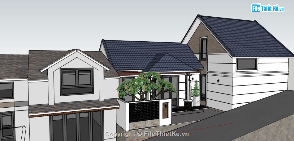 su nhà cấp 4,file sketchup nhà cấp 4,nhà cấp 4 model su