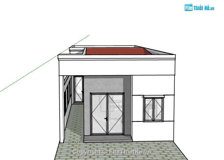 Nhà phố 1 tầng,Model su nhà phố 1 tầng,sketchup nhà phố 1 tầng