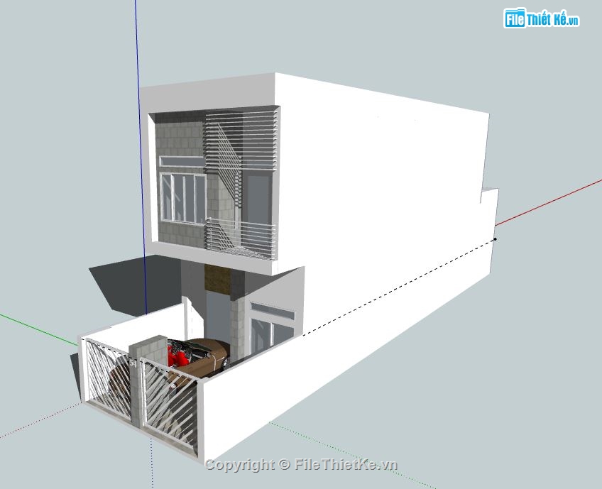 Nhà phố 2 tầng,model su nhà phố 2 tầng,sketchup nhà phố 2 tầng