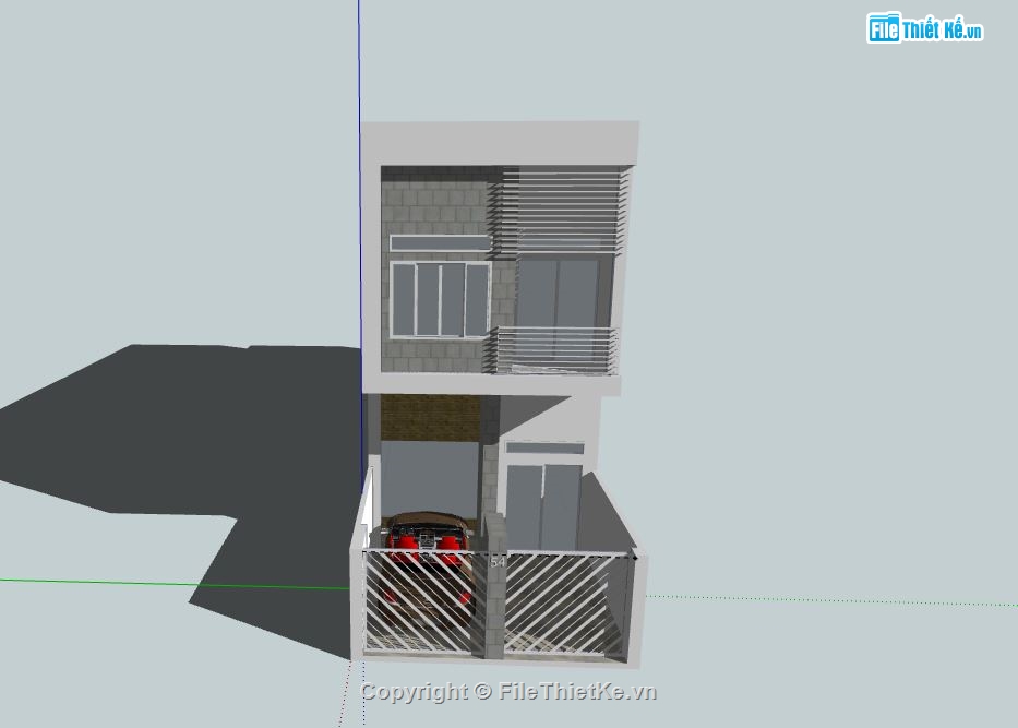 Nhà phố 2 tầng,model su nhà phố 2 tầng,sketchup nhà phố 2 tầng