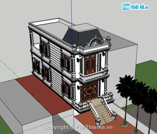 Nhà phố 2 tầng,model su nhà phố 2 tầng,sketchup nhà phố 2 tầng