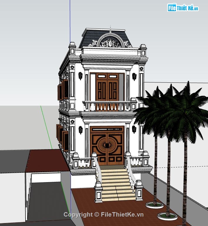 Nhà phố 2 tầng,model su nhà phố 2 tầng,sketchup nhà phố 2 tầng