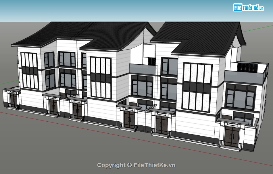 nhà phố 2 tầng,sketchup nhà phố 2 tầng,model su nhà phố 2 tầng