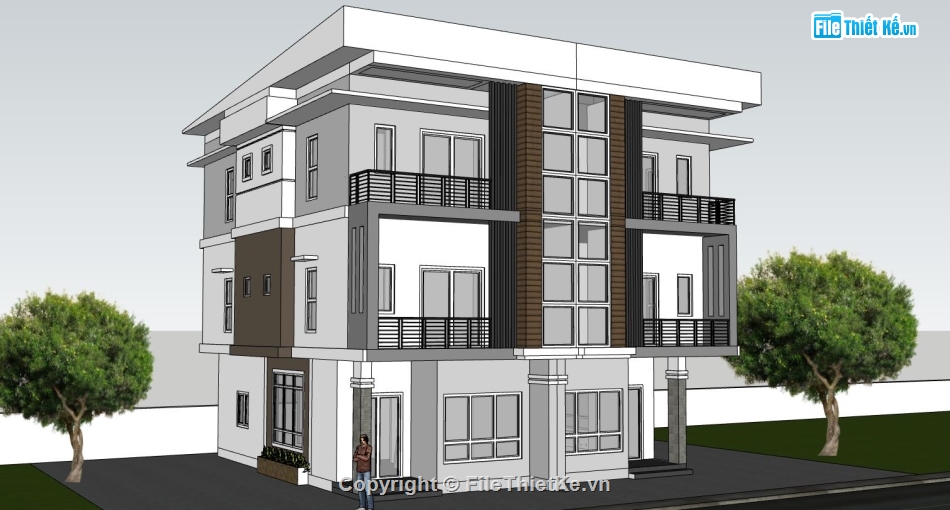 nhà phố 3 tầng,Thiết kế su nhà phố,mẫu su nhà phố 3 tầng,mẫu nhà phố 3 tầng sketchup