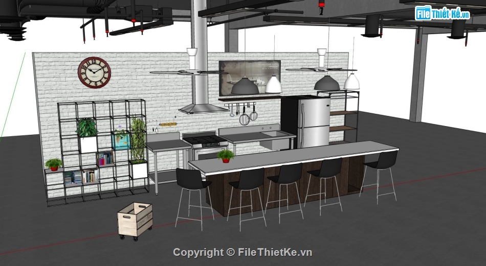 sketchup phòng bếp,model su phòng bếp,thiết kế phòng bếp