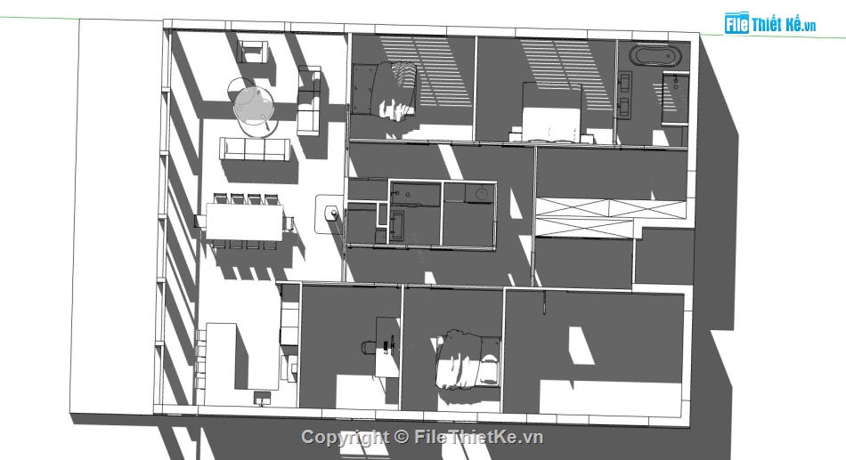 nhà 1 tầng,model sketchup nhà 1 tầng,thiết kế nhà 1 tầng,mẫu nhà 1 tầng sketchup