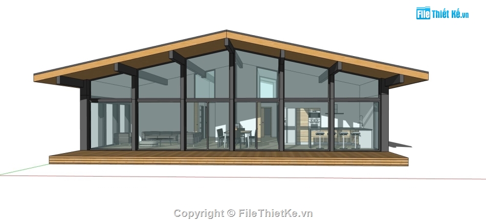 nhà 1 tầng,model sketchup nhà 1 tầng,thiết kế nhà 1 tầng,mẫu nhà 1 tầng sketchup