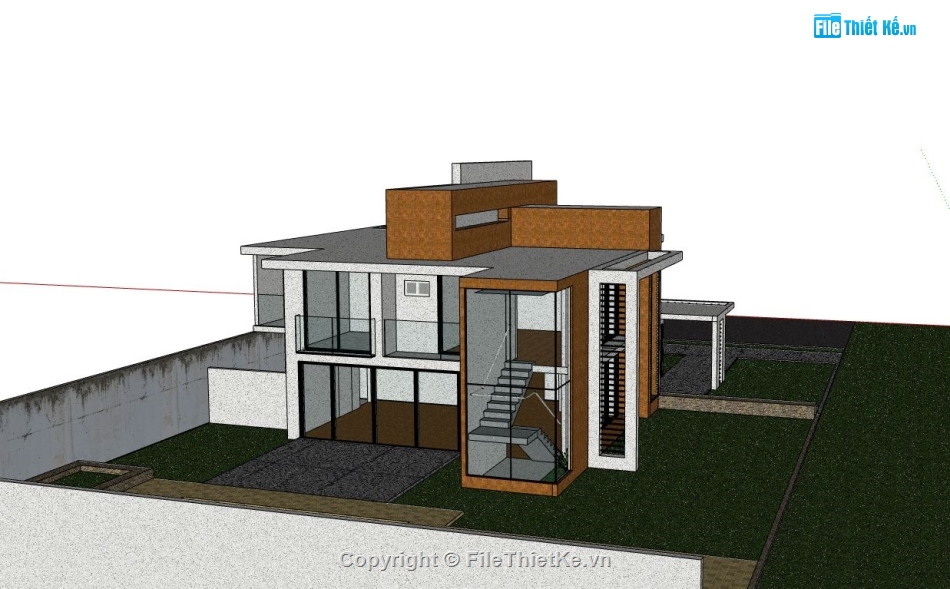 villa 2 tầng,sketchup villa 2 tầng,phối cảnh villa 2 tầng,mẫu villa 2 tầng