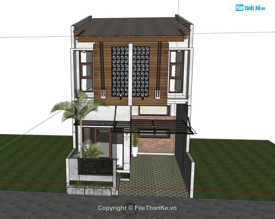 nhà phố 2 tầng,sketchup nhà phố 2 tầng,model sketchup nhà phố 2 tầng