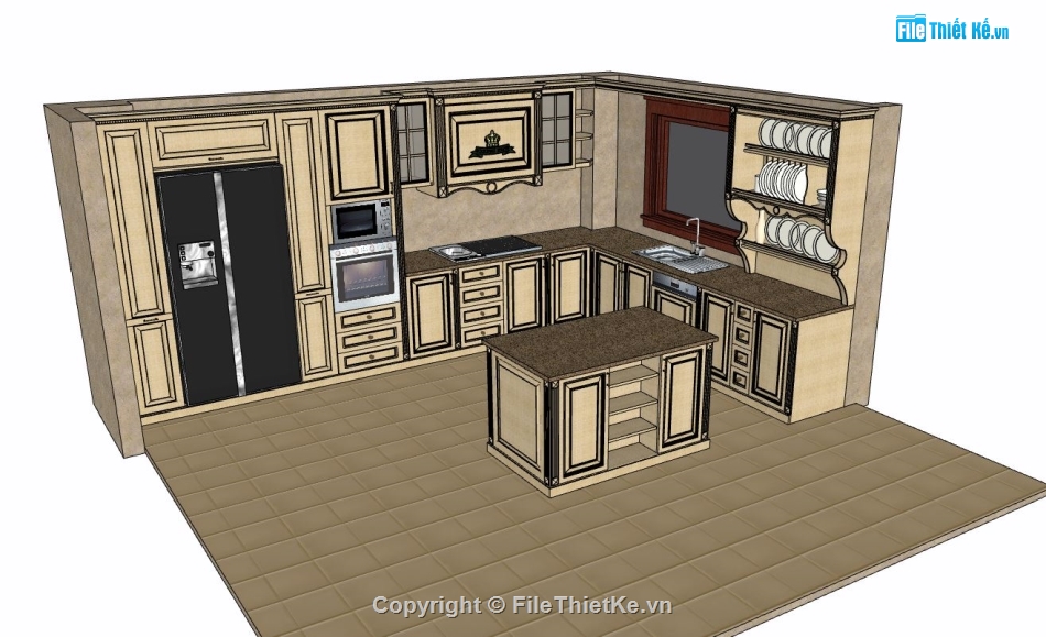 nội thất phòng bếp,sketchup nội thất,model nội thất phòng bếp