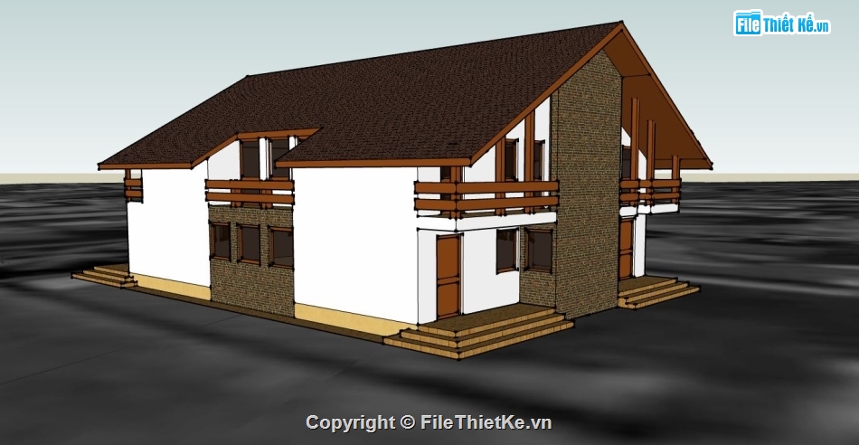 su nhà 1 tầng,file sketchup nhà 1 tầng,model su nhà 1 tầng