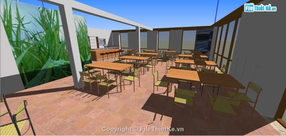 thiết kế nhà hàng sketchup,nhà hàng su,sketchup nhà hàng