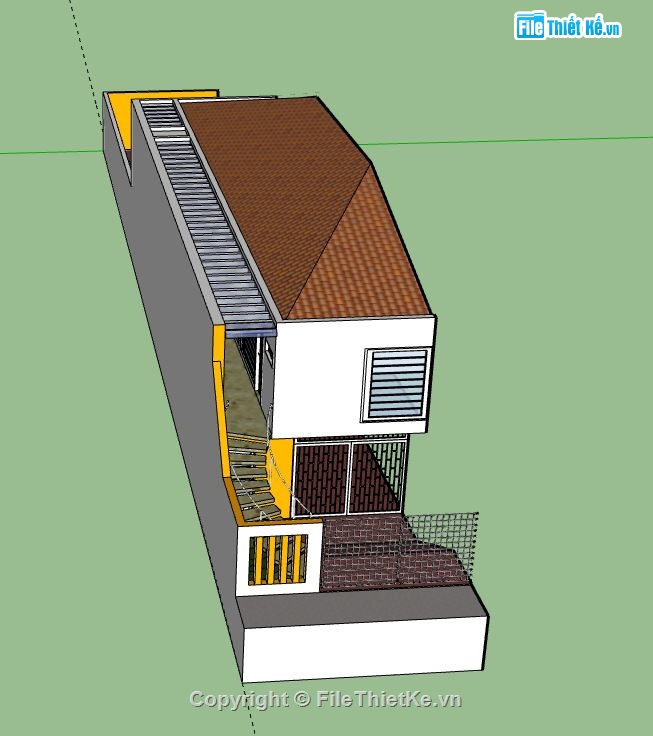 Nhà phố 2 tầng,model su nhà phố 2 tầng,file su nhà phố 2 tầng,nhà phố 2 tầng file su,sketchup nhà phố 2 tầng