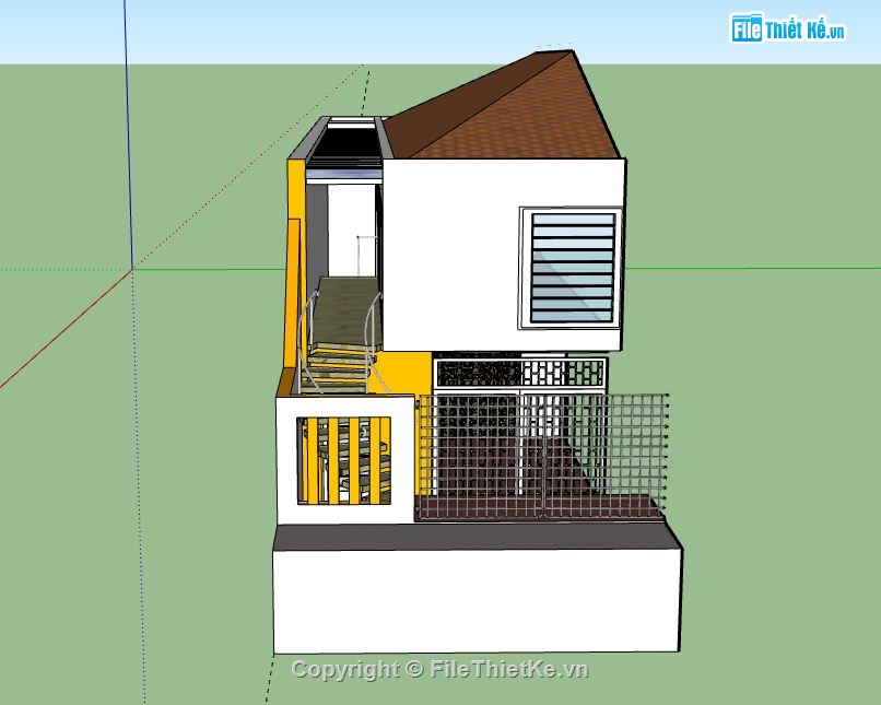 Nhà phố 2 tầng,model su nhà phố 2 tầng,file su nhà phố 2 tầng,nhà phố 2 tầng file su,sketchup nhà phố 2 tầng