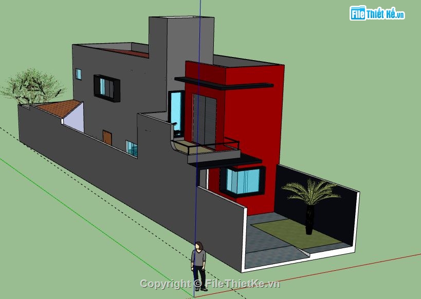 Nhà phố 2 tầng,file su nhà phố 2 tầng,model su nhà phố 2 tầng,nhà phố 2 tầng file su,sketchup nhà phố 2 tầng