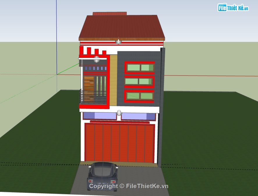 Nhà phố 2 tầng,model su nhà phố 2 tầng,file su nhà phố 2 tầng,sketchup nhà phố 2 tầng,nhà phố 2 tầng sketchup