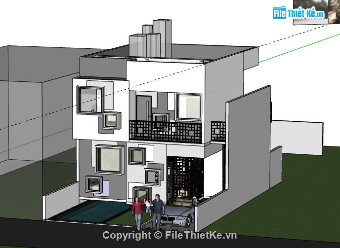 Nhà phố 2 tầng,model su nhà phố 2 tầng,file sketchup nhà phố 2 tầng,nhà phố 2 tầng sketchup