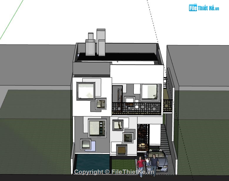 Nhà phố 2 tầng,model su nhà phố 2 tầng,file sketchup nhà phố 2 tầng,nhà phố 2 tầng sketchup